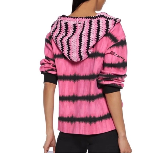 Alice + Olivia Crochet Tie-dye Hoodie sz  XL - Picture 3 of 13